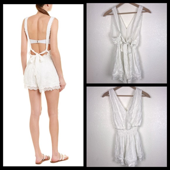 Surf Gypsy White Eyelet Lace Boho Romper Jumper Playsuit Cover-Up - Picture 2 of 7